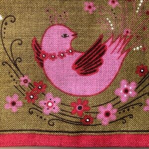 Mid Century Scandinavian Bird Table Runner by Textile Designer May Buhler